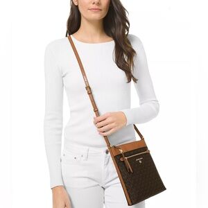 Michael Kors Brown and Tan Crossbody Bag